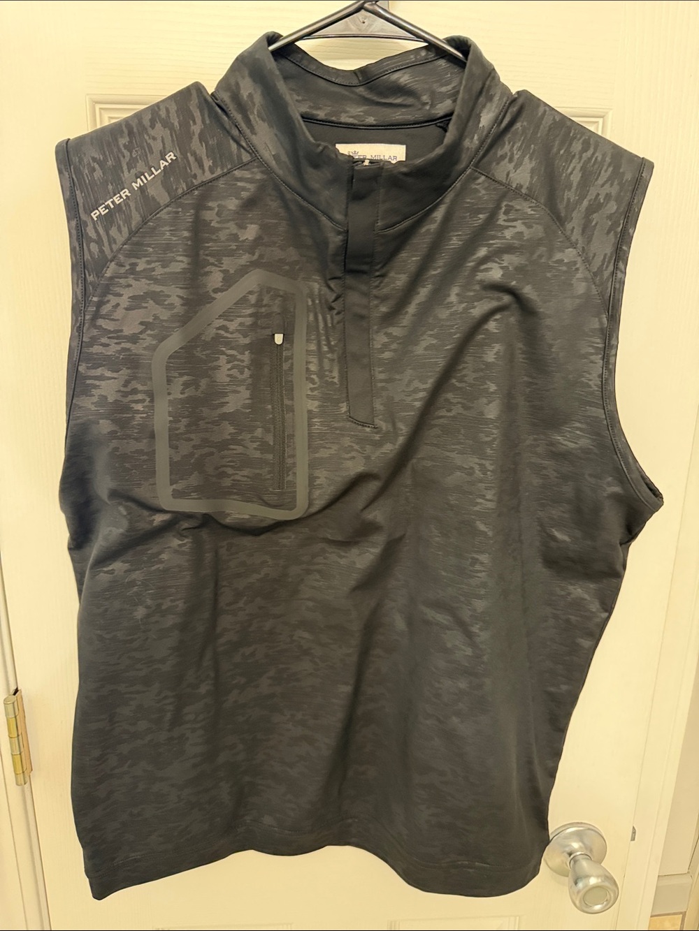 Peter Millar Black Sleeveless Quarter-Zip Golf Vest